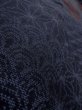 Photo9: N1126I Vintage Japanese kimono  Dark Indigo Blue TSUMUGI pongee for women / Silk. Wave,   (Grade B) (9)