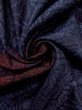 Photo11: N1126I Vintage Japanese kimono  Dark Indigo Blue TSUMUGI pongee for women / Silk. Wave,   (Grade B) (11)