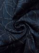 Photo11: N1126K Used Japanese kimono  Dark Indigo Blue TSUMUGI pongee for women / Silk. Stripes, There is a part of tailoring thread  (Grade A) (11)