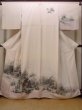 Photo1: N1126N Used Japanese kimono  Purplish Ivory HOUMONGI formal for women / Silk. Temple,   (Grade B) (1)