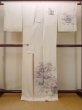 Photo4: N1126N Used Japanese kimono  Purplish Ivory HOUMONGI formal for women / Silk. Temple,   (Grade B) (4)