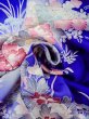 Photo14: N1126Q Vintage Japanese kimono   Blue HOUMONGI formal for women / Silk. Peony,   (Grade B) (14)