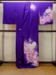 Photo2: N1126R Vintage Japanese kimono  Shiny Purple HOUMONGI formal for women / Silk. UME plum bloom, Letter box pattern  (Grade B) (2)