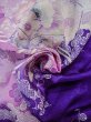 Photo14: N1126R Vintage Japanese kimono  Shiny Purple HOUMONGI formal for women / Silk. UME plum bloom, Letter box pattern  (Grade B) (14)