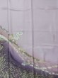 Photo4: N1126S Used Japanese kimono Pale Grayish Wisteria HOUMONGI formal for women / Silk. KIKYO Japanese balloonflower,   (Grade B) (4)