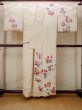 Photo2: N1126U Vintage Japanese kimono  Shiny Off White HOUMONGI formal for women / Silk. Rose   (Grade B) (2)