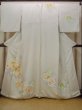 Photo1: N1126W Used Japanese kimono  Pale Light Blue HOUMONGI formal for women / Silk. SAKURA cherry blossom,   (Grade C) (1)