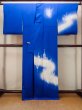 Photo2: N1126Z Vintage Japanese kimono  Shiny Blue HOUMONGI formal for women / Silk. Crane,   (Grade C) (2)