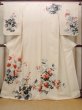 Photo1: N1127A Used Japanese kimono   Ivory HOUMONGI formal for women / Silk. Flower,   (Grade C) (1)