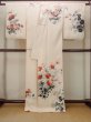 Photo2: N1127A Used Japanese kimono   Ivory HOUMONGI formal for women / Silk. Flower,   (Grade C) (2)