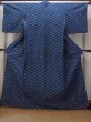 Photo1: Mint N1210B Vintage Japanese kimono   Indigo Blue HITOE unlined for women / Silk. Hemp leaf   (Grade A) (1)