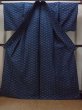 Photo2: Mint N1210B Vintage Japanese kimono   Indigo Blue HITOE unlined for women / Silk. Hemp leaf   (Grade A) (2)